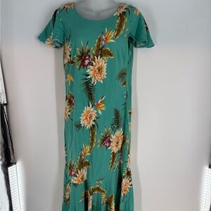 Two Palms Women's Floral Print Sleeveless Sz M Maxidress Made In Hawaii With Hat